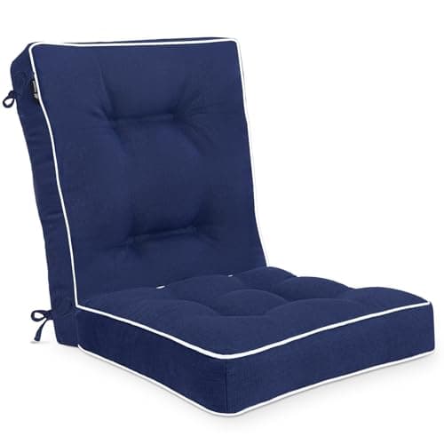 Favoyard Rocking Chair Cushion Set Indoor Outdoor Rocker Cushions Water Resistant Seat Cushion Set for Patio Furniture 3Year Color Fastness Chair Pads with Ties Blue