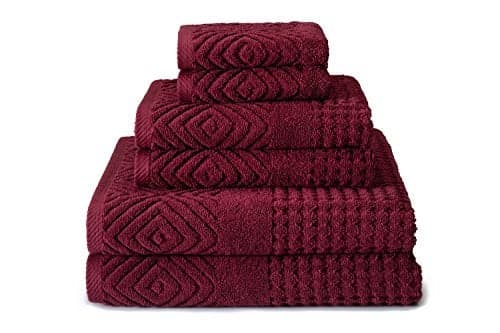Texere 100% Organic Cotton 700 GSM Luxury Bath Towel Sets - Ultra Soft Hotel and Spa Quality, 2 Large Bath Towels, 2 Hand Towels, 2 Washcloths (Diamond, Merlot, 6 Piece)
