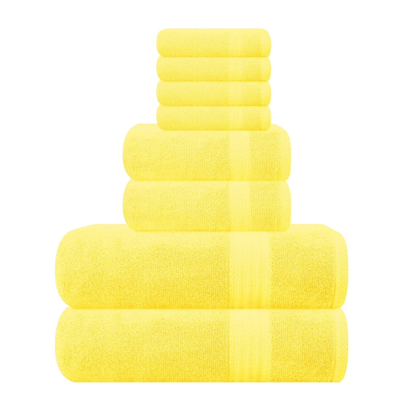GLAMBURG Ultra Soft 8Piece Towel Set 100 Pure Ringspun Cotton Contains 2 Oversized Bath Towels 27x54 2 Hand Towels 16x28 4 Wash Cloths 13x13 Ideal for Everyday use Hotel Spa Yellow