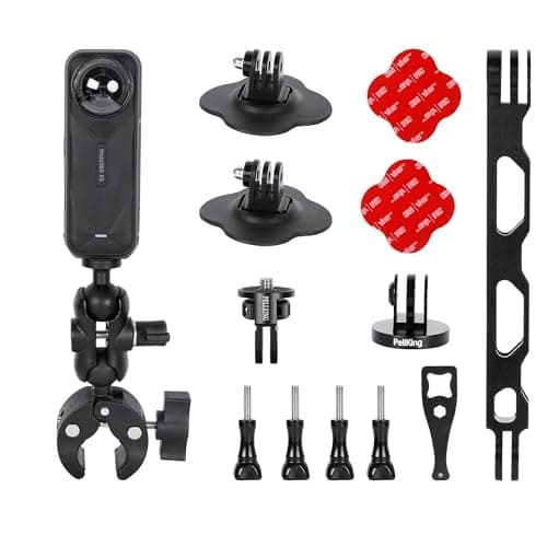 PellKing Motorcycle Mount for Insta360 X5 X4 X3Bike Handlebar Clamp Mounting Helmet Flexible Adhesive Mount Bundle Kit for Insta 360 X5 X4 X3 X2 X GO 3S ACE PRO 2 Camera Accessories