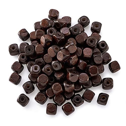 Cheriswelry 100pcs Cube Natural Wood Beads 10mm Large Hole Wooden Loose Spacer Beads Coconut Brown Square Bracelet Beads 35mm Hole for DIY Art Craft Necklace Jewelry Making Supplies