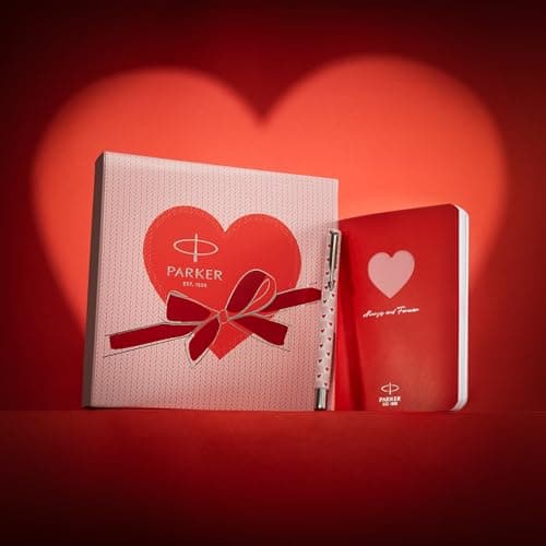 Parker Vector Standard | Special Edition Gifting Set | Rollerball Pen with Heart Cut-Out Notebook | Blue Ink | Advanced Navigator Technology | Gift for Her & Him