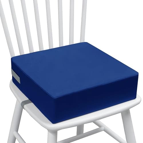 Eiury Toddler Booster Seat for Dining Table Booster Seat for Kitchen Chair Waterproof PU Cushion with Adjustable Buckle Straps NonSlip Bottom Easy Clean Portable Seat CushionDark Blue