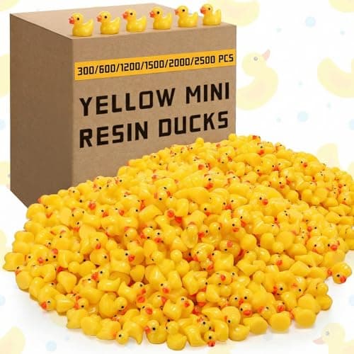 Barydat 1200 Pcs Mini Resin Ducks Yellow Bulk Tiny Duck Decoration for Hide and Seek Prank Cruises Miniature Garden Accessory Figures for Dollhouse Landscape Aquarium Birthday Party Baby Shower Gift