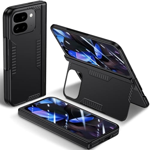 for Google Pixel-9-Pro Fold Slim Case: Hidden Kickstand, Hinge Protection, Built in Front Screen Protector, Slim & Sleek, Original Hard Protective Thin Phone Case for Pixel 9 Pro Fold (Black)