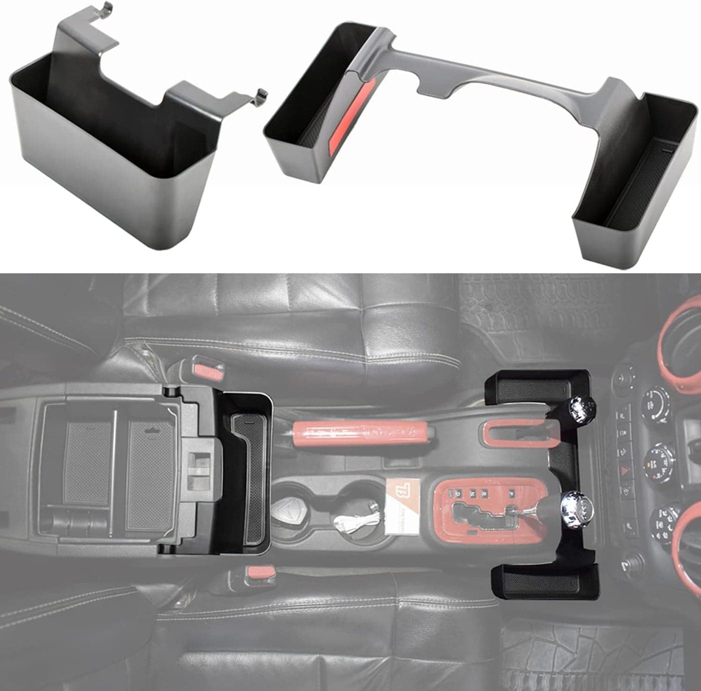 TACOBRO Auto Gear Shift Storage Box Organizer Tray for Jeep Wrangler JK JKU 2011-2018