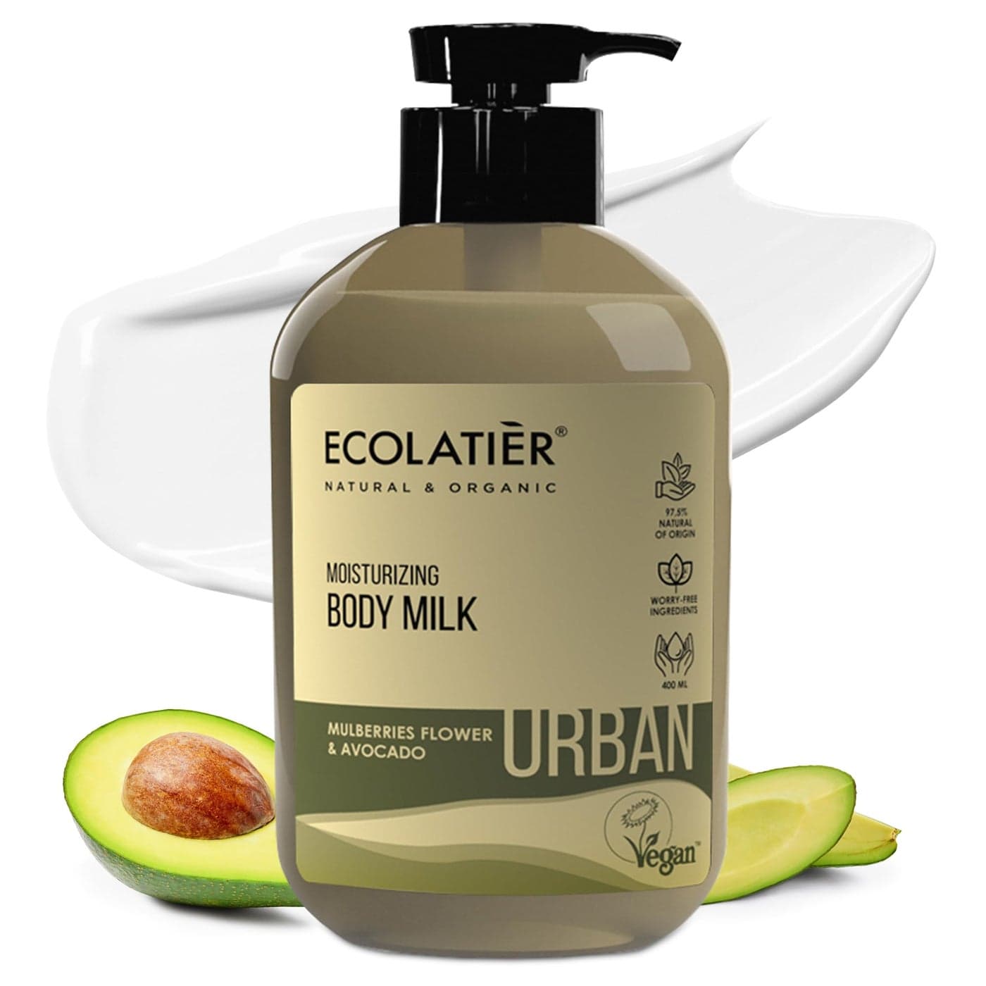 ECOLATIR Moisturizing Body Milk Hydrating Body Lotion for Dry Skin 975 Natural Vegan Certified with Mulberry Avocado Oil Lightweight NonGreasy Formula for Women Men 135 Fl Oz