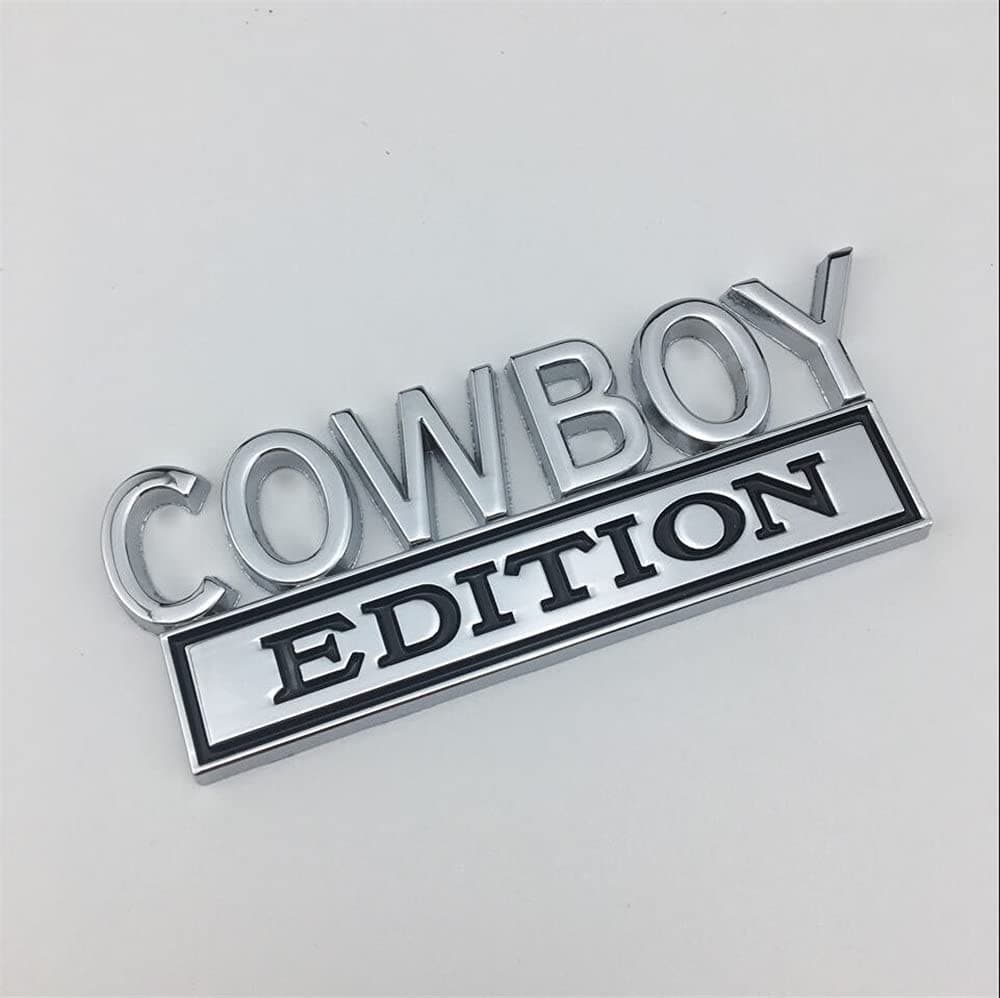 Forten Kingdom 1PC Metal Word Cowboy Edition Car Truck 3D Letter Emblem Badge Sticker Decal Chrome and Black