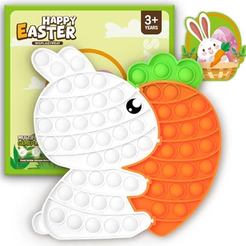 Easter Fidget Toys Bunny Carrot Easter Basket Stuffers for Kids ToddlerPuzzle Bubble Sensory Popper Stress Relief Gifts Classroom Prizes for Girls Boys TeensParty Favors Supplies Goodie Bag Filler