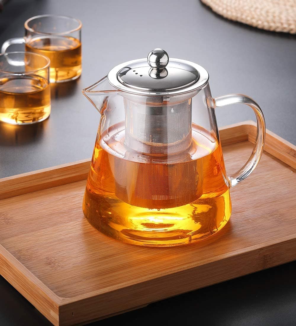 SYJBUH Glass Kettle Tea Kettle with Stainless Steel Infuser Lid Green Tea Kettle 550 Ml Glass Kettle for Home Office