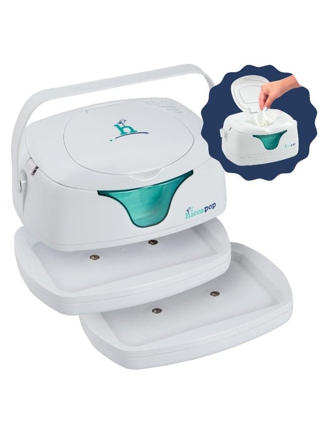 hiccapop Portable Baby Wipe Warmer, Baby Wipes Warmer for Babies Includes 2 Power Bases, Diaper Wipe Warmer with Changing Light