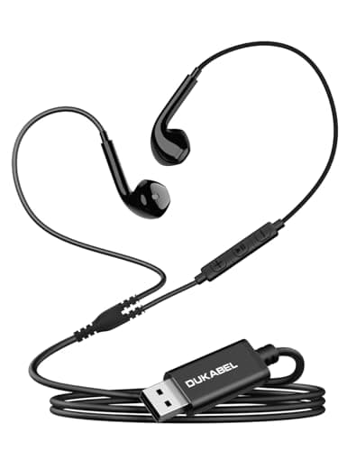 DUKABEL USB Wired Earbuds, USB Headphone with Mic for PC/ PS4/ PS5, 6FT in-Ear Stereo Earphones Headsets with Volume Control for Office Live Broadcast Gaming