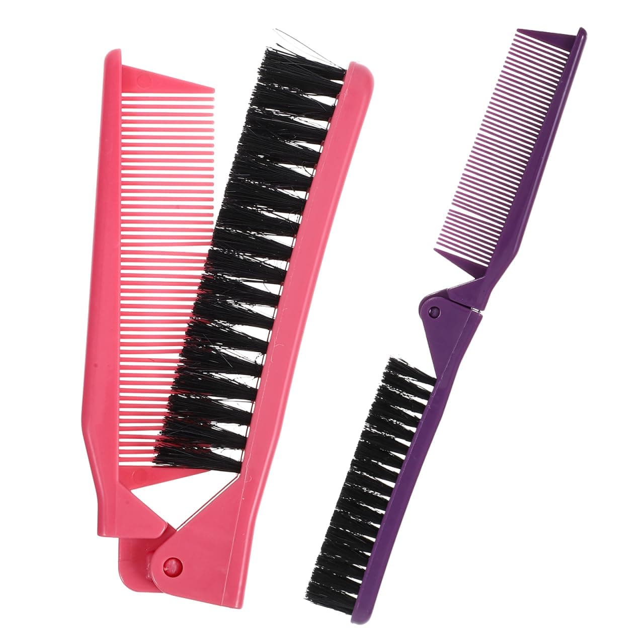 TOVINANNA Folding Hair Brush 2pcs Portable Travel Comb 2 In1 Double Sided Teeth Comb Small Foldable for Purses Pocket Hair Comb