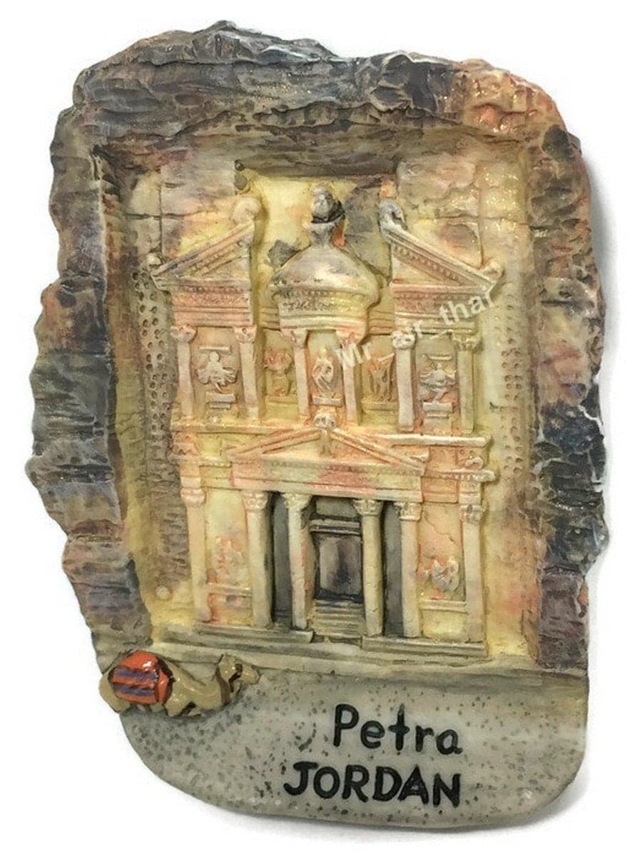 WitnyStore Tiny 2¾" Petra Archaeological City Jordan Magnet - Miniature Hand Made Resin 3D Asia Landmark Tourist Attractions Decorative Refrigerator Fridge Magnets Collectible Traveler Souvenirs Gifts