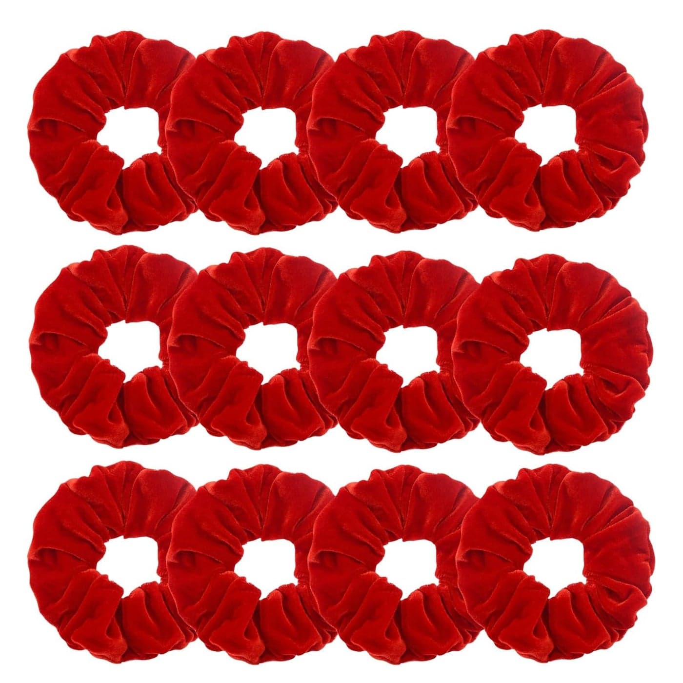 12 Pcs Large Velvet Scrunchies for Thick Long Hair Scrunchies Hair Ties Women Girls Hair Ponytail Holder Red