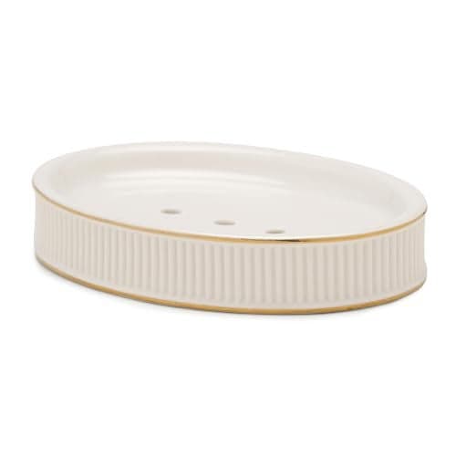 Pure Home and Living White Ribbed Porcelain Soap Dish