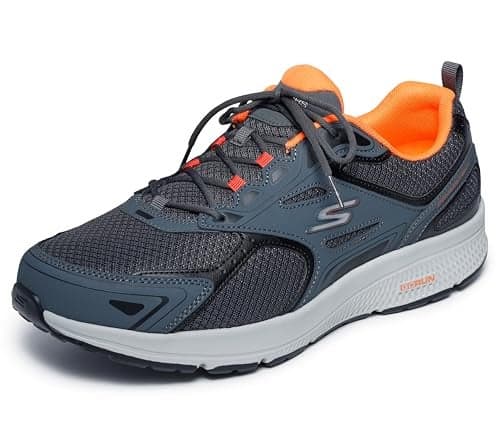 Skechers Men's Go Run Consistent Sneaker, Grey/Orange, 12 X-Wide