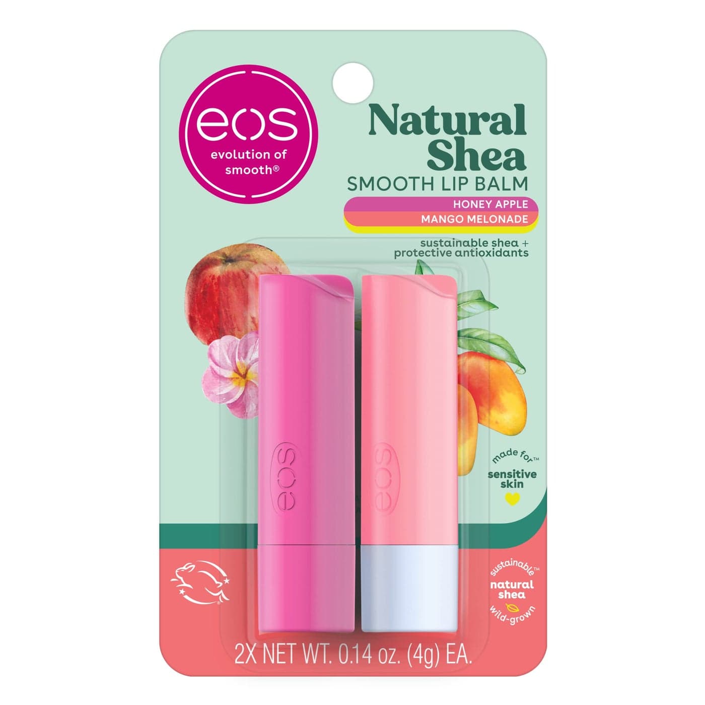 eos Natural Shea Lip Balm Honey Apple Mango Melonade AllDay Moisture Lip Care Products 014 oz 2Pack