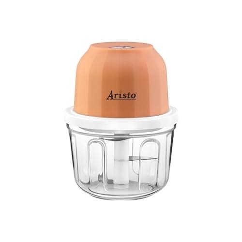 Aristo Rechargeable Wireless Electric Cordless Chopper, Stainless Steel Blades, One Touch Operation, 10 Seconds Chopping, Mincing Vegetable, Meat - 350 ML, 30 Watts, Pink