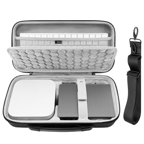 Geekria Desktop Computer Hard Travel Case, Compatible with Apple 2024 Mac mini M4 / Mini M4 Pro, Fit for Magic Keyboard, Mouse, Trackpad and Accessories (Dark Gray)