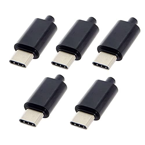 chenyang 5 Pack USB C DIY Connector USB 31 Type C 24Pin Male Plug Port Repair Replacement Solder Adapter with PCB Board Black Housing