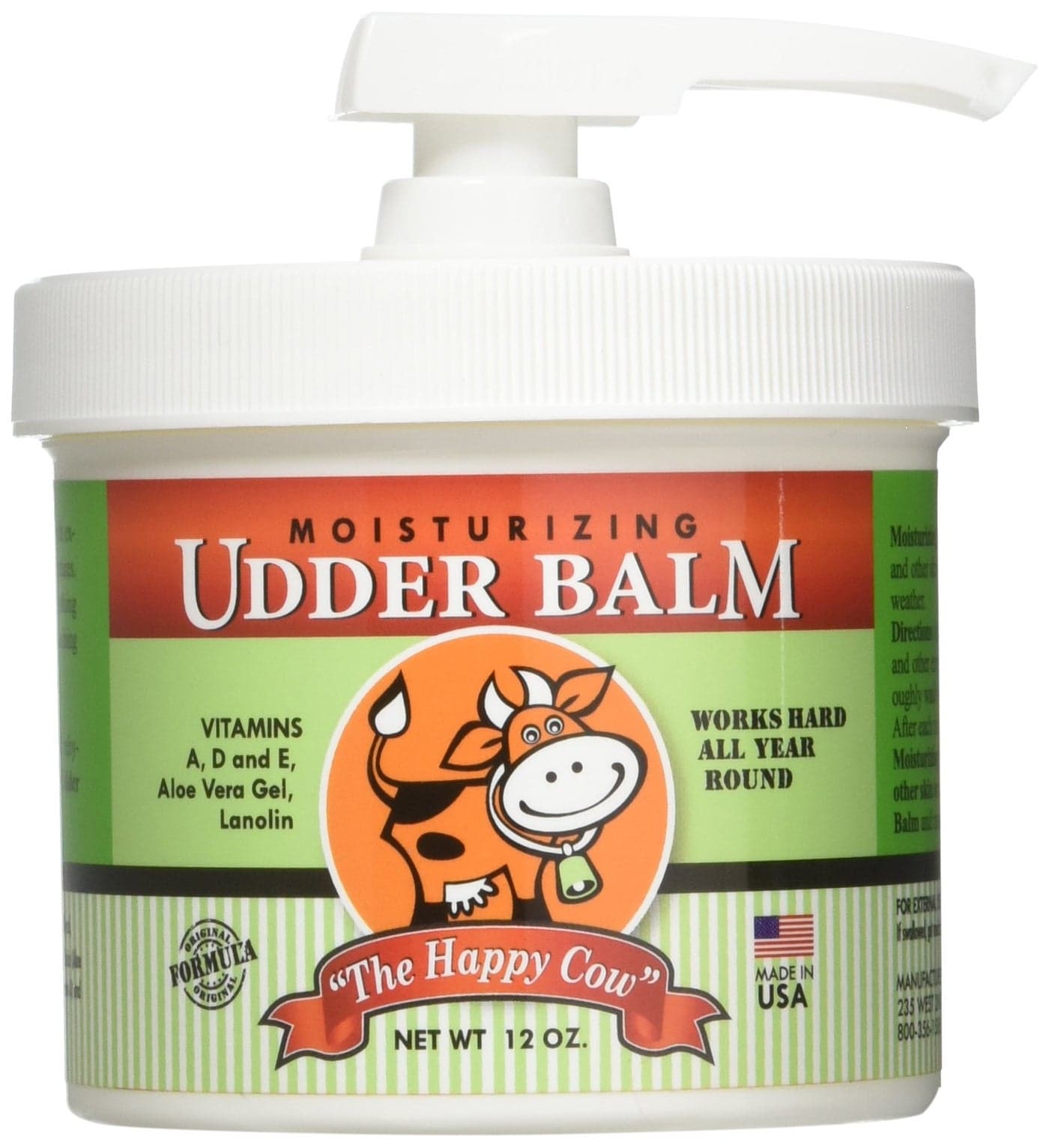 The Happy Cow Moisturizing Udder Balm 12 ounce pump