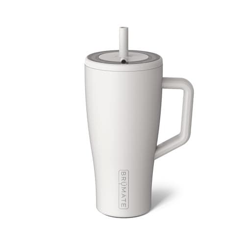 BrüMate Era 30 oz Tumbler with Handle and Straw | 100% Leakproof Insulated Water Bottle Tumbler with Lid and Flexible SoftSip Straw | Made of Stainless Steel | Cup Holder Friendly | 30oz (Dune)