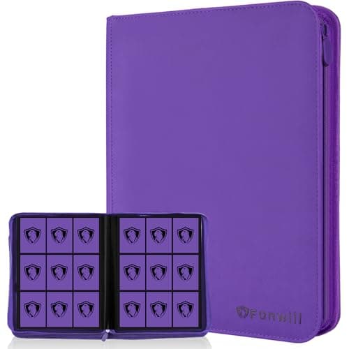 9 Pocket Card Binder360 Pockets Trading Card Holder Book Premium PU Cover Zip Folder BinderSide Loading Carrying Case Binder Album for TCGMTGSports CardsGame Cards Purple