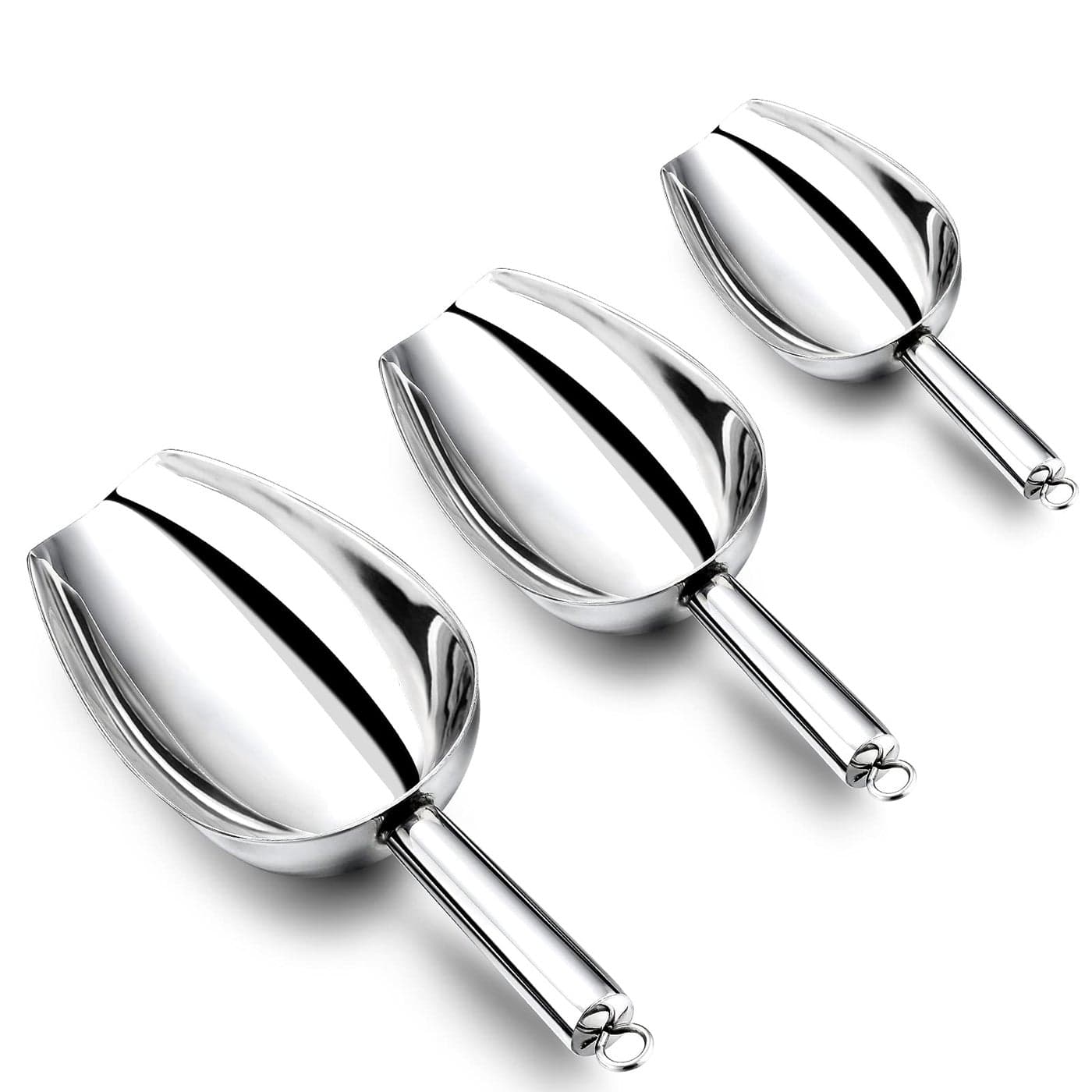 Stainless Steel Scoop Set of 3 358 Ounce Efar Small Metal Scoops for CandyFlourDry GoodsSugarIce Cube Heavy Gauge Kitchen Utility for CanistersJars Rust Free Dishwasher