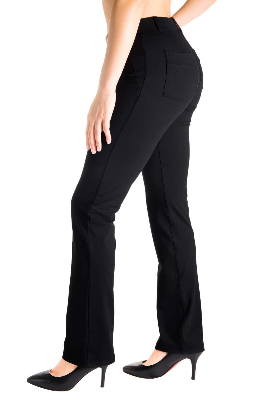 YogipaceBelt LoopsPetite Womens Straight Leg Yoga Dress Pant Work Pants Commute Office Slacks29BlackSize XL