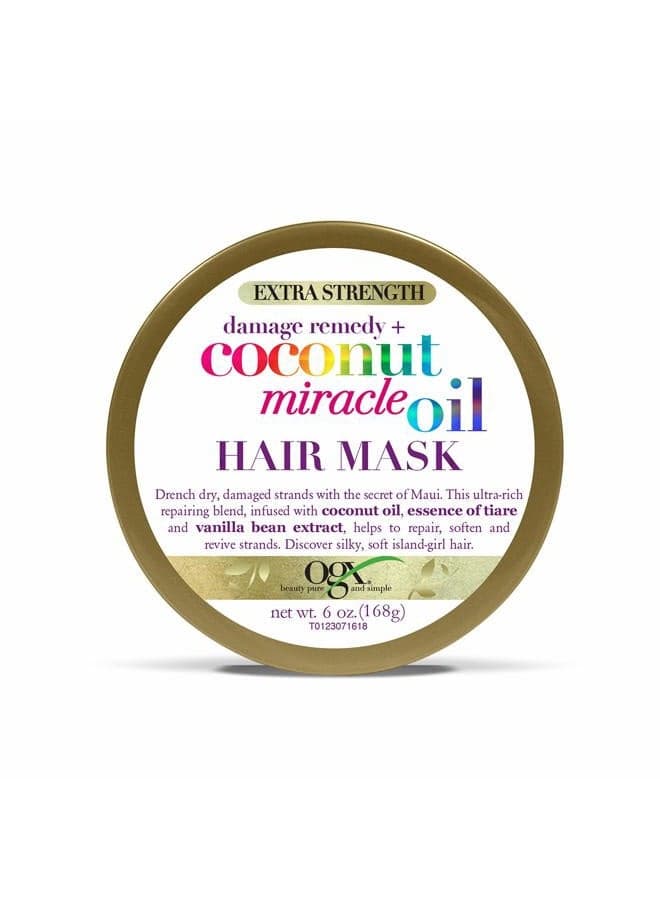 Extra Strength Damage Remedy + Coconut Miracle Oil Hair Mask, Extra Hydrating & Softening Anti-Frizz Treatment to Help Repair Hair, Paraben-Free, Sulfated-Surfactants Free, 6 oz