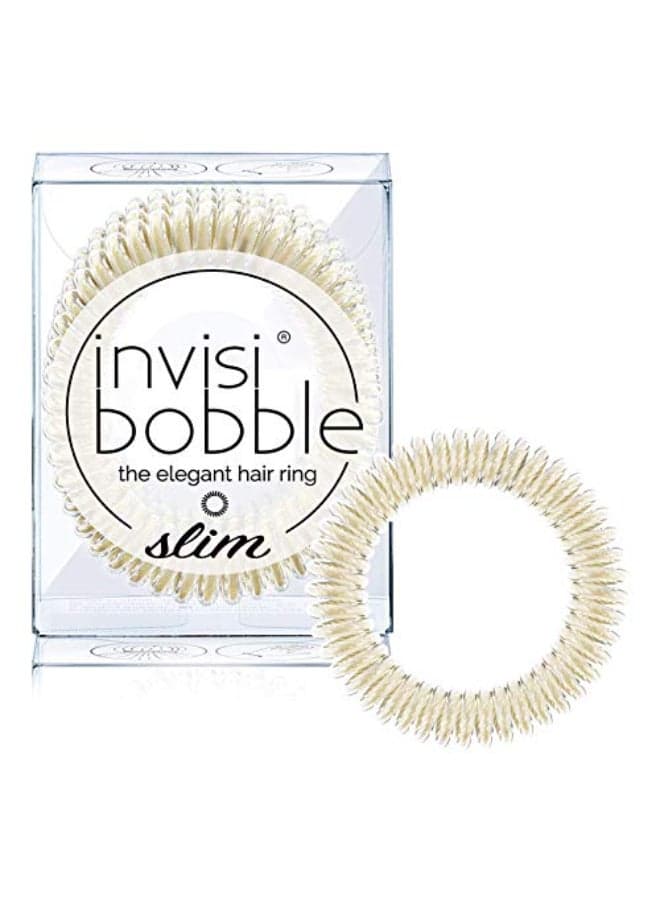 invisibobble SLIM Traceless Spiral Hair Ties Pack of 3 Stay Gold Strong Elastic Grip Coil Hair Accessories for Women No Kink Non Soaking Gentle for Girls Teens and Thick Hair