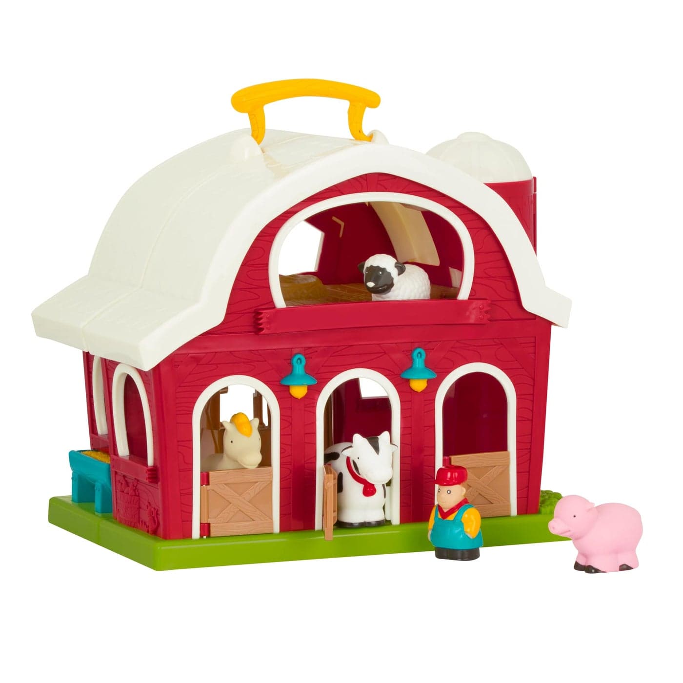 Battat – Classic Barn Playset – Farm Toys For Toddlers – Farm Animals – Farmer's Barn With Carry Handle – 18 Months + – Big Red Barn - 13.5 * 12* 9 Inches