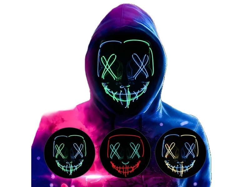 NeoGenius LED Light Up Mask for Halloween, Neon, and Bachelor Party Decoration (Green Blue)