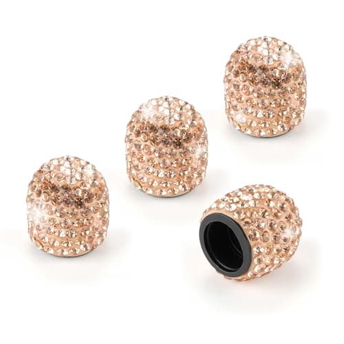JUSTTOP 4 Pack Handmade Crystal Rhinestone Car Tire Valve Stem Caps Car Wheel Tire Valve Attractive Dustproof Bling Car Accessories Universal for Cars Trucks and MotorcyclesOrange