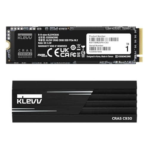 KLEVV CRAS C930 1TB M.2 2280 NVMe PCIe Gen4x4 Internal Gaming SSD Aluminium Heatsink Included, Compatible with PS5, up to 7400MB/s with DRAM Cache (K01TBM2SP0-C93)