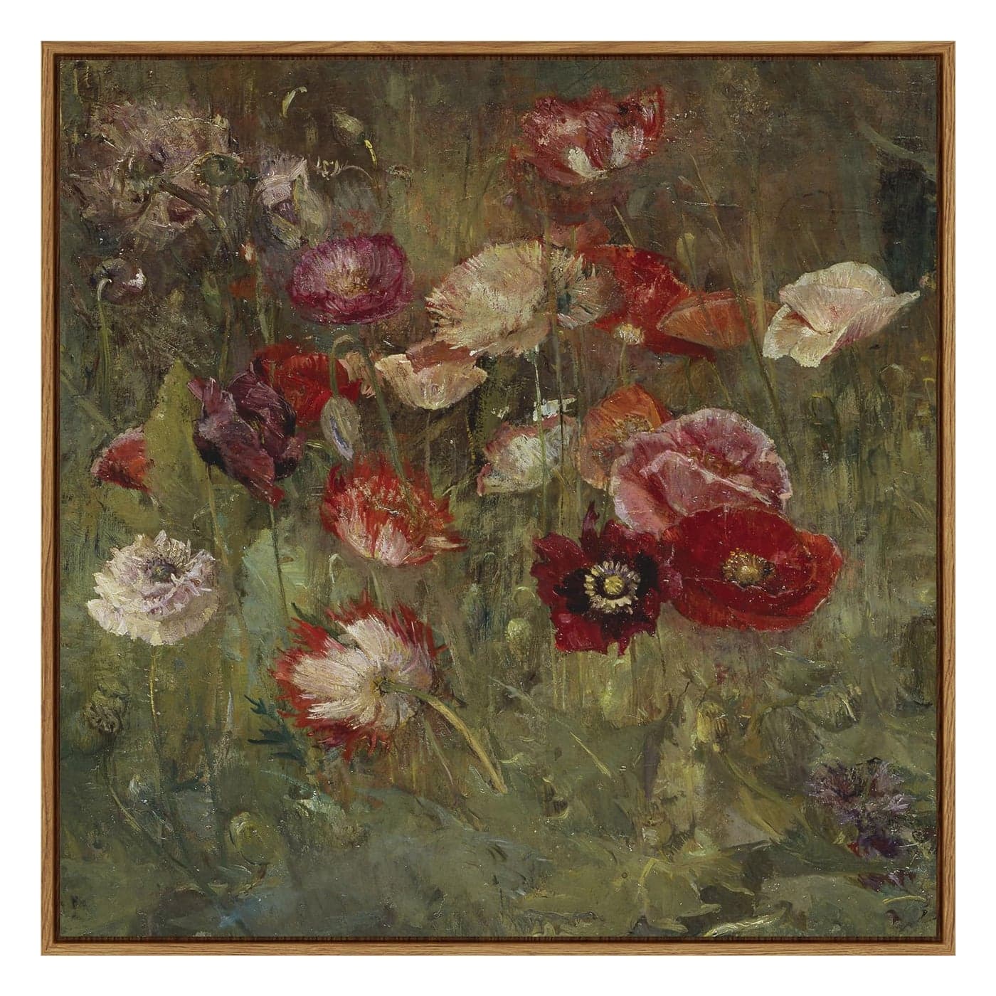 InSimSea Square Framed Canvas Wall Art Classical Floral Scenic Paintings Wall Decor Desk Decor Rustic Flowers Wall Art Prints for Living Room Bedroom Bathroom Office Home 16x16
