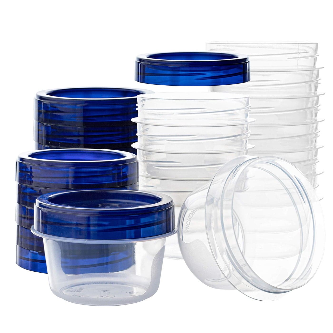 PLASTICPRO 4 oz 12 Pack Twist Top Deli Containers Clear bottom With blue Top Twist on Lids Reusable Stackable Food Storage Freezer Container