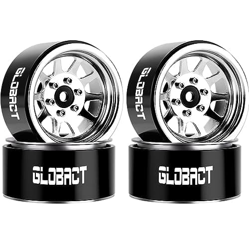 GLOBACT 19 Beadlock Wheels Rims RC Wheel Hub for TRX4 TRX6 Axial SCX10 I II III Pro Redcat 110 RC Crawler Upgrade Accessories 4Pcs Silver
