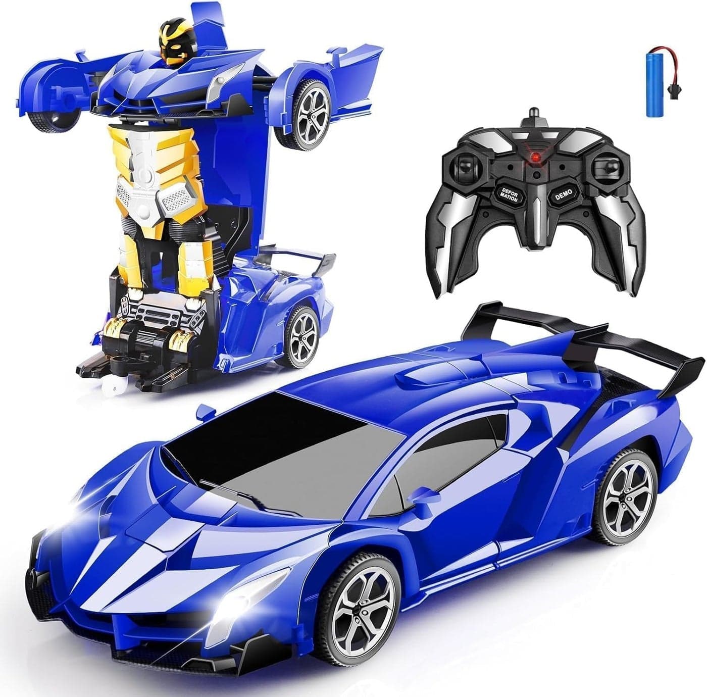 Amitasha Transform Remote Control Car 2-in-1 Convertible Robot Car – One Click Deformation RC Car for Kids Boys with Rechargeable Battery Birthday Gifts