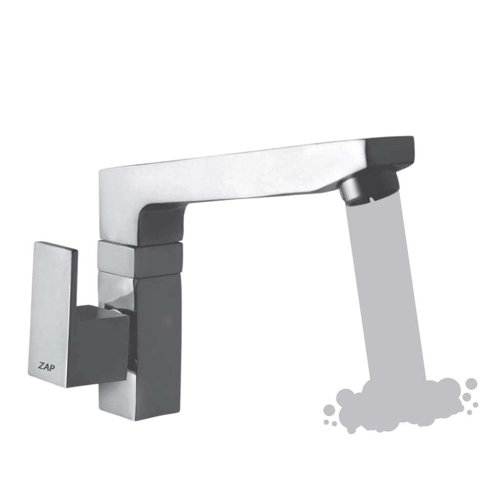 Zap Skoda Brass Sink Tap Cock with Swivel Spout | Wall Mounted for Kitchen and Bathroom