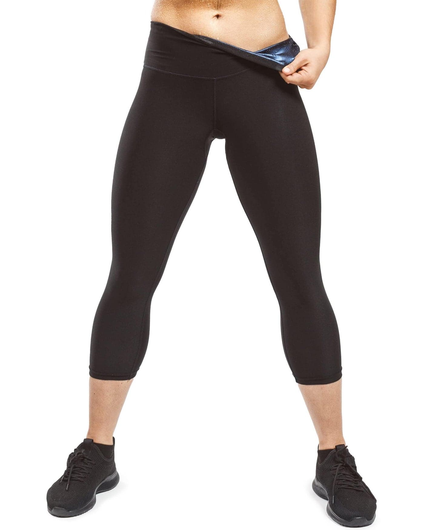 Sweat Shaper Women's Sauna Leggings Compression High Waist Yoga Pants Thermo Sweat Capris (Black, Small)