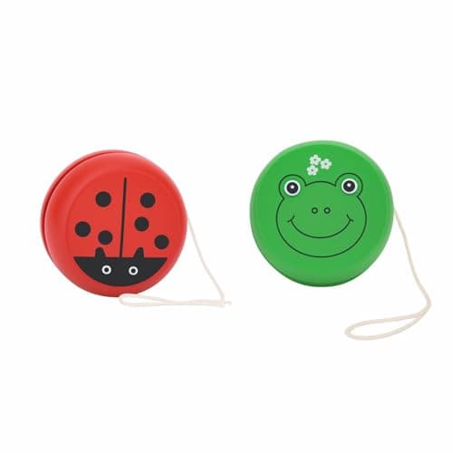 Neotea Wooden Yo-Yo Toy Set of 2 | Smooth Spin Animal Printed YoYo for Kids (3+ Years) | Colorful Classic Skill Toy for Boys & Girls