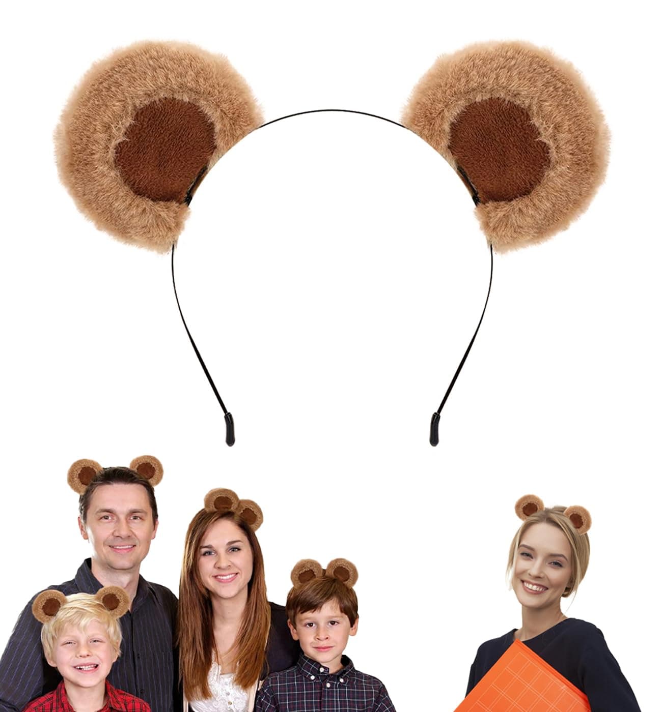 Beviliu Brown Bear Ears Cute Headband Fluffy Grizzly Hairband Animal Ear Head Wear for Makeup Washing Face Party Trips Halloween Cosplay Dress up Costume Adults Women Gift
