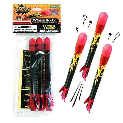 Stomp Rocket XTreme Rocket Refills 3 Rockets Replacement for Rocket Launcher for Kids Fun Backyard Outdoor Kids Toys Gifts for Boys Girls