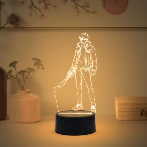 GIFTMEBAZAR 3D Illusion Anime LED Desk Table Lamp with Warm White Light & USB Powered | Anime Lover Gift | Birthday Gift for Anime Fans | Anime Home Decor Light (Sungjinwoo456)