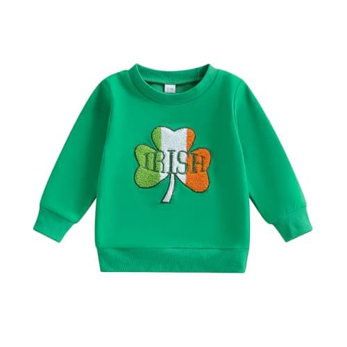 BemeyourBBs St Patricks Day Outfits for Toddlers Baby Boy Girl Crewneck Sweatshirt Shirt Unisex Baby Spring Clothes (Shamrock Irish Green, 3-4 Years)
