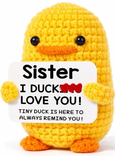 MBL Sisters Birthday Gifts from Sister Funny Cute Small Crochet Duck Graduation Mothers Day Easter Christmas Big Sister Gift for Girls Sis Little Soul Sisters
