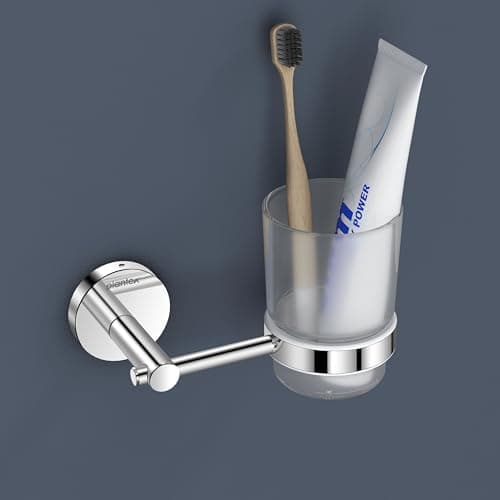 Plantex 304 Grade Stainless Steel Toothbrush, Paste and Tumbler Holder for Bathroom and Wash Basin/Bathroom Accessories - Oreo (Chrome)