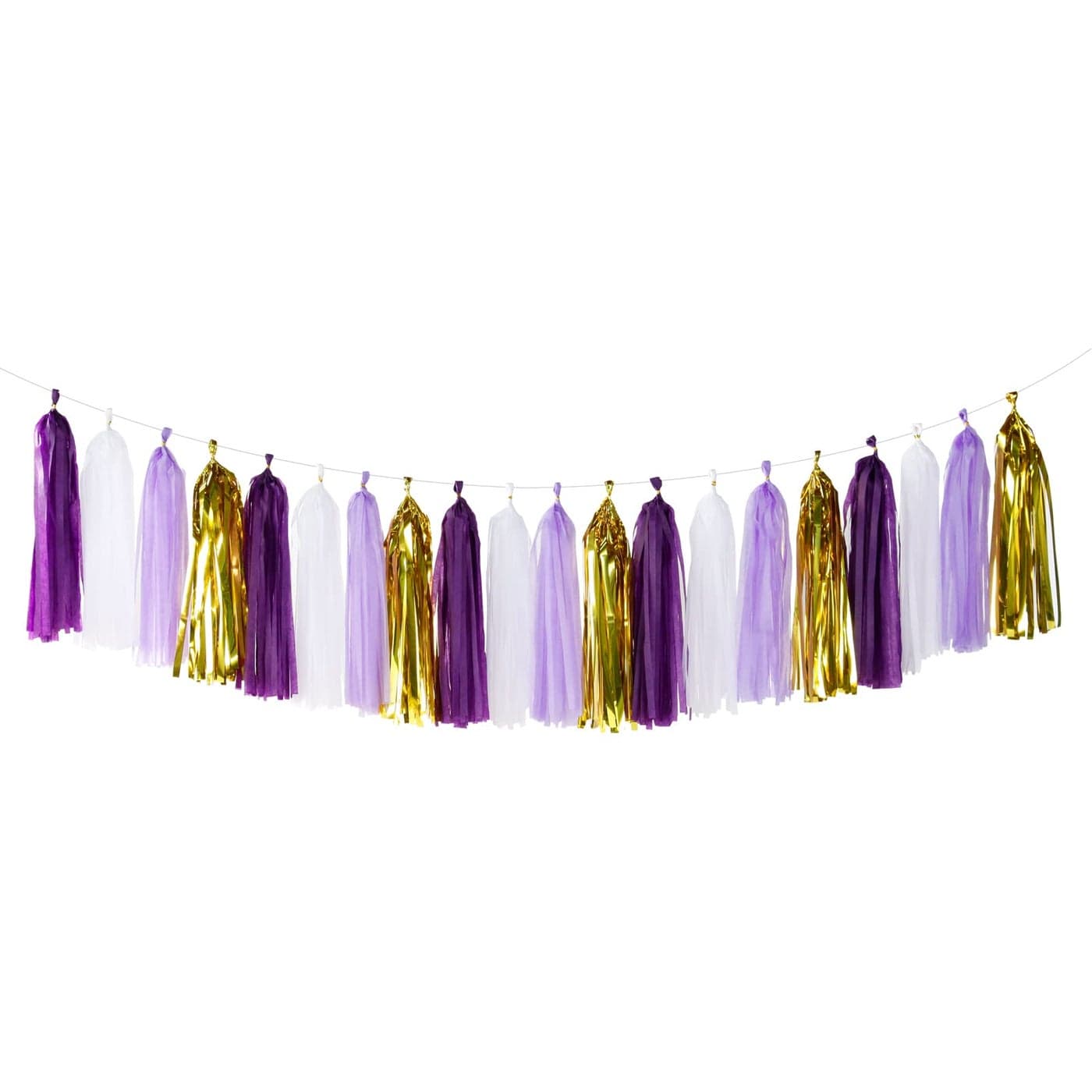 PurpleGold Party Decoration Tassel Garland 20pcs Lavender White Gold Birthday Party Supplies Tassels Banner Women Girls Wedding Engagement Bachelorette Graduation Decorations